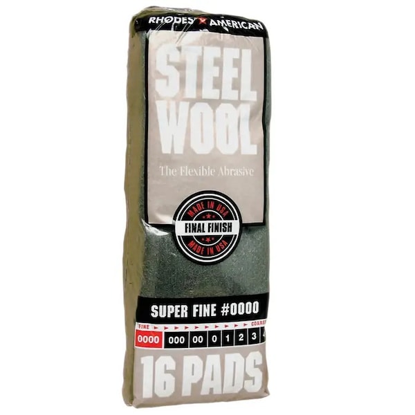 Homax No 0000 Rhodes American Steel Wool Pad Super-Fine, PK 16 106600-06 - main